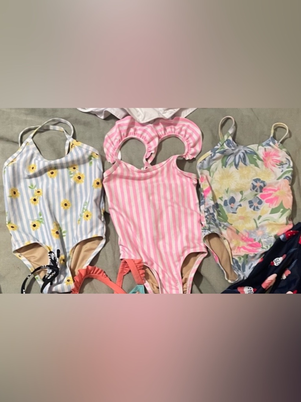 Pink Striped One-Piece Swimsuit for Kids